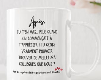 Funny leaving colleague mug personalized with name - Original gift for changing jobs - Ceramic mug with funny quote, color of your choice