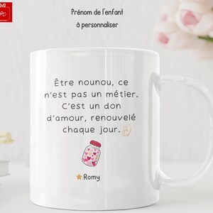 Personalized nanny mug - Childminder thank you gift - Ceramic mug with touching message and child&#39;s first name - thank you nanny