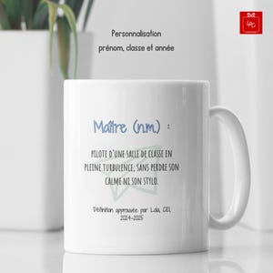 Taza personalizada para profesor - Definición divertida y original - Regalo fin de curso - Taza de agradecimiento al profesor - Taza con nombre de alumno y clase