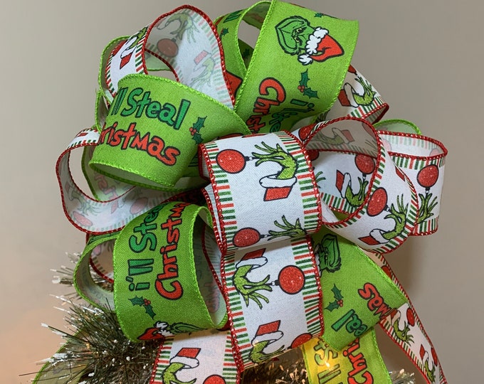 How the Grinch Stole Christmas Tree Topper Bow 8 Ft Tails Etsy