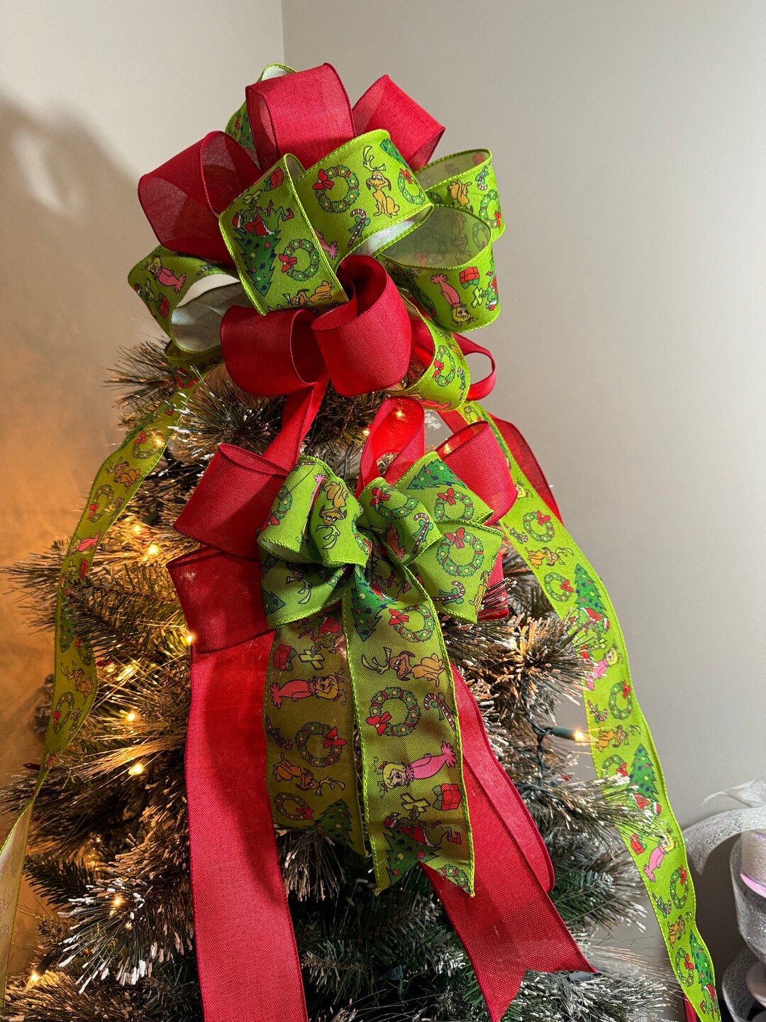 How the Grinch Stole Christmas Tree Topper Bow 8 Ft Tails and Matching