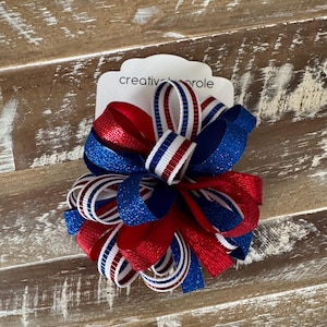 4th of July Hair Tie: Red, White & Blue Loopy Puffer Bow