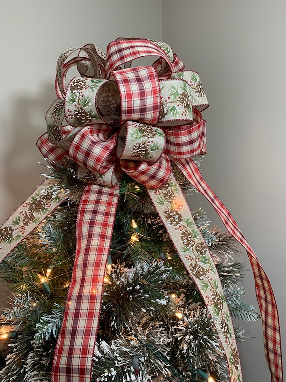 Large Sheer White Iridescent Christmas Tree Topper Bow 
