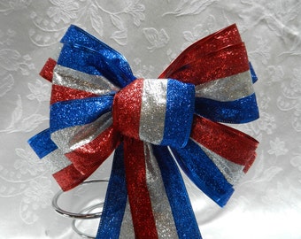 Red, White and Blue  glittered Layered Patriotic  bow