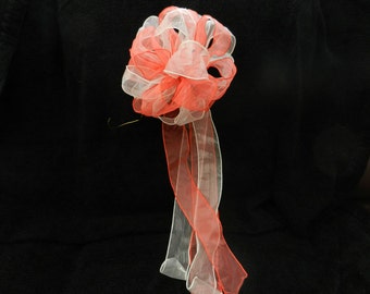 Wedding/ Pew Bow  Coral and Ivory