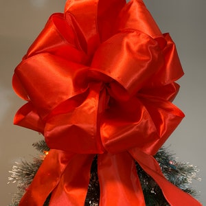 X- Large  RED Taffeta Ribbon Christmas Tree Topper Bow