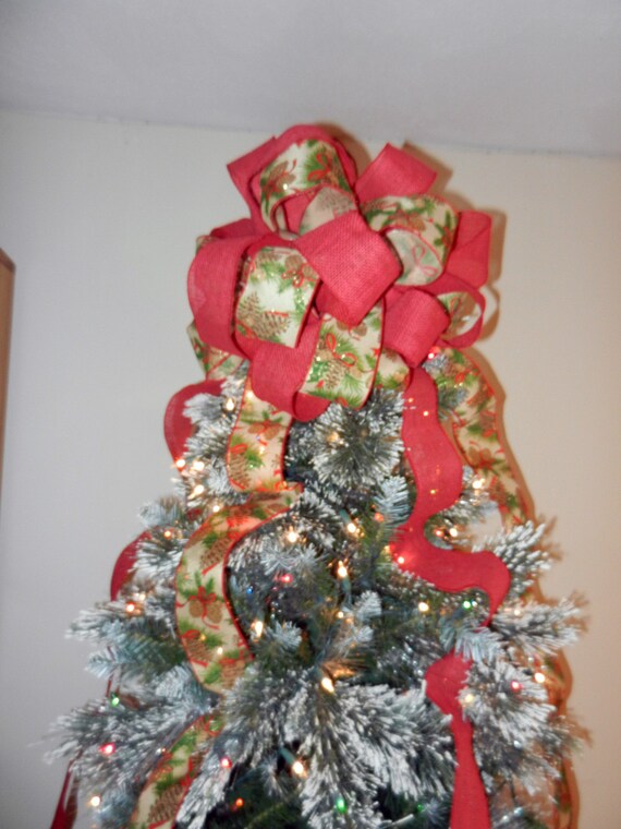 Lot de 4 nœuds de Noël en toile de jute naturelle faits à la main pour emballage d'arbre de Noël, loisirs créatifs, fournitures de décoration