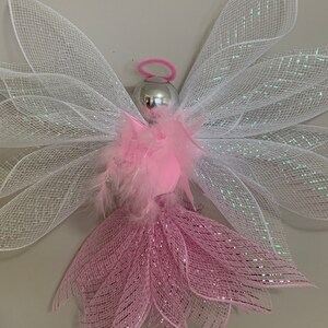 Guardian Angel , tree topper, Get well soon, Angel pink and iridescent white