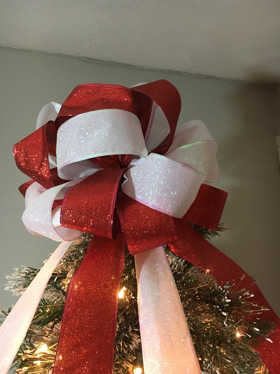 Glitzer Schleife weiß rot silber Geschenk Weihnachten Christbaum Deko Hänger Glitzer Schleife weiß rot silber Geschenk Weihnachten Christbaum Deko Hänger