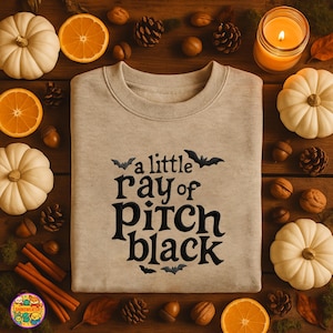 Embroidered A Little Ray Of Pitch Black Sweatshirt, Sarcasm Shirt, Funny Gift For Friend, Halloween Shirt Dark Humor Gothic Style ESS312
