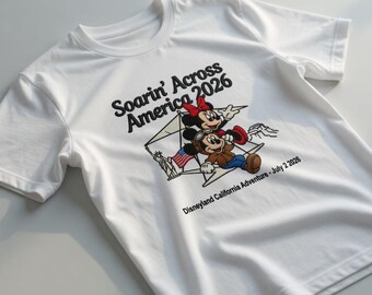 Besticktes Mickey Minnie Urlaub Shirt, Disneyland 2026 Familien Reise besticktes T-Shirt, Soarin 'Across America 2026 Bekleidung, Disney Geschenk