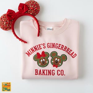 Minnie&#39;s Gingerbread Baking Co Embroidered Sweatshirt, Disney Gingerbread Shirt, Christmas Baking Sweater, Mickey Minnie Cookie ESS923.H.C