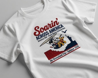 Besticktes Mickey Minnie Urlaub Shirt, Disneyland 2026 Familien Reise besticktes T-Shirt, Soarin 'Across America 2026 Bekleidung, Disney Geschenk