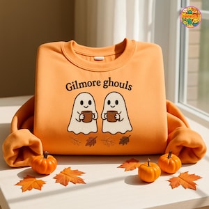 Gilmore Ghouls Embroidered Sweatshirt, Star Hallow Shirt, Ghost Embroidered Shirt, Fall Sweatshirt, Halloween Shirt, Gift For Her ESS321