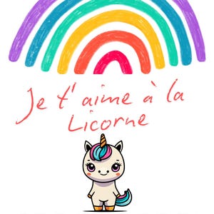 Unicorn heart rainbow child wall decor poster, love