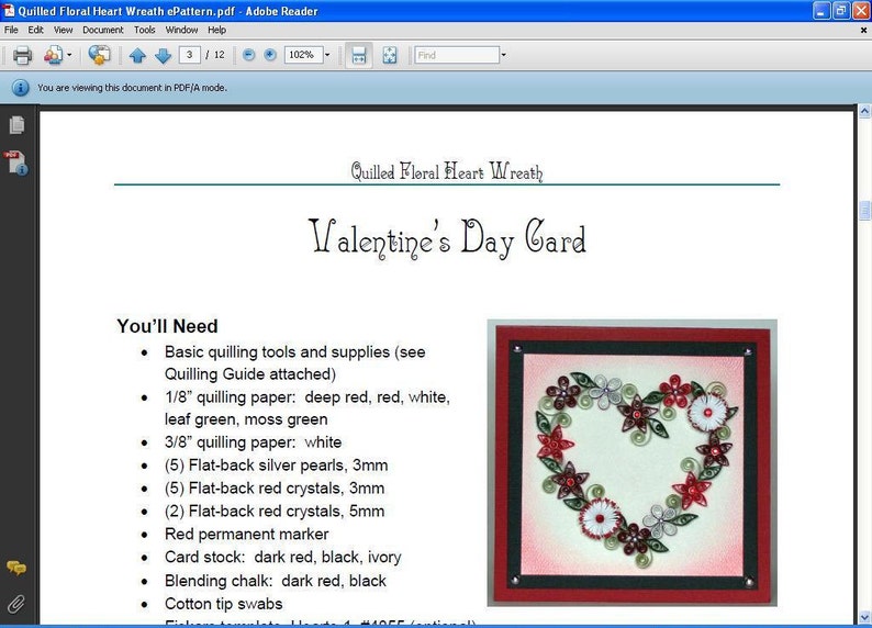 Tutorial Quilled Floral Heart Wreath Pattern image 3