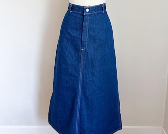 Saia lápis jeans vintage dos anos 70 / M