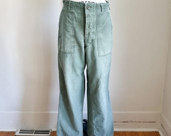 Vintage 1960s-70s US Military Army OG-107 Pants / 29" waist
