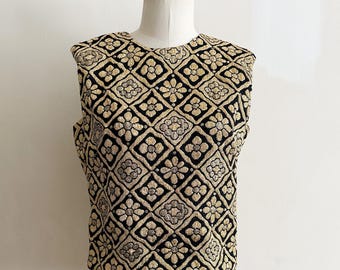 Vintage 1960s Gold Brocade Top / S