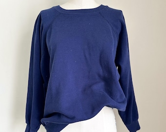 Sudadera azul marino vintage de los años 80 / Talla L