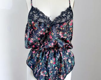 Vintage 1980s Floral Teddie / L