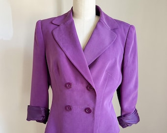 Vintage 1990s Purple Silk Blazer / S-M