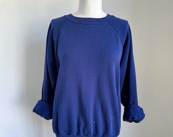 Vintage 1980s Navy Blank Sweatshirt / L / unisex M