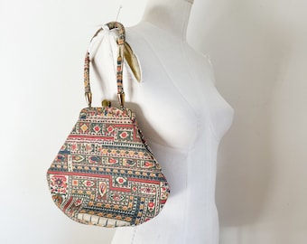 Vintage 1960s Floral Tapestry Bag