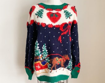 Vintage 1990s Christmas Sweater / M
