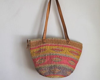 vintage market bag - NEW MEXICO tribal sisal purse