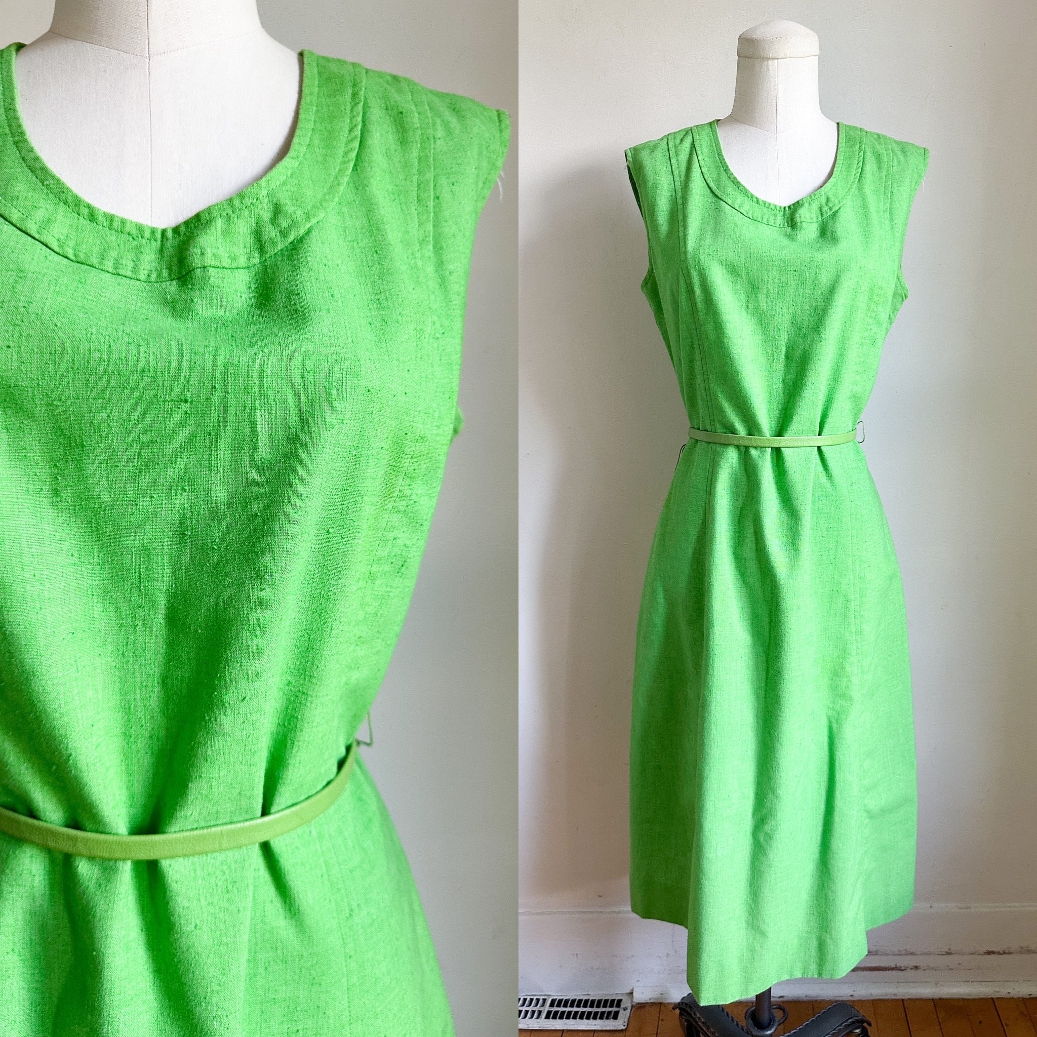 LAST CALL...// Vintage 1960s Neon Green Shift Dress / M - Etsy