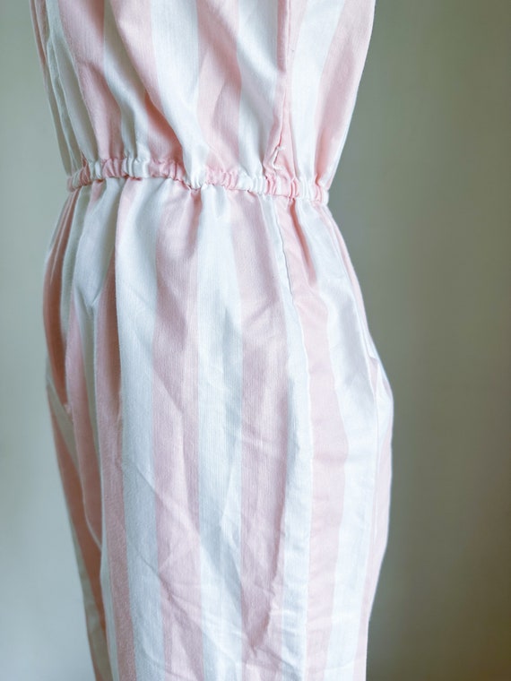 Vintage 1980s Pink & White Striped Jumpsuit / S - image 7