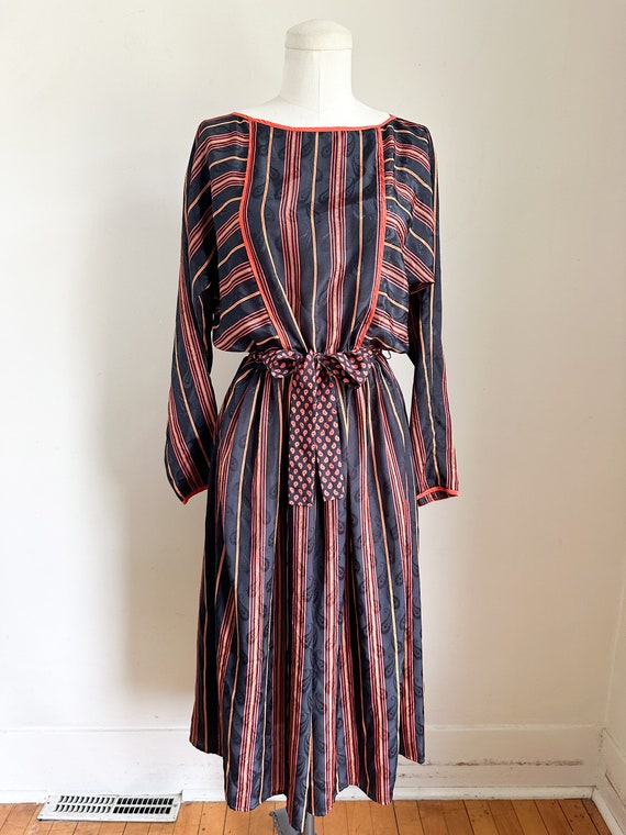 Vintage 1980s Jack Mulqueen Striped Dress / M - image 3