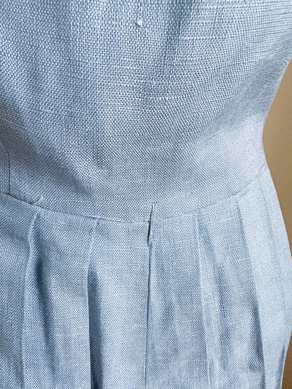 Vintage 1940s Dusty Blue Linen Dress / XS - image 5