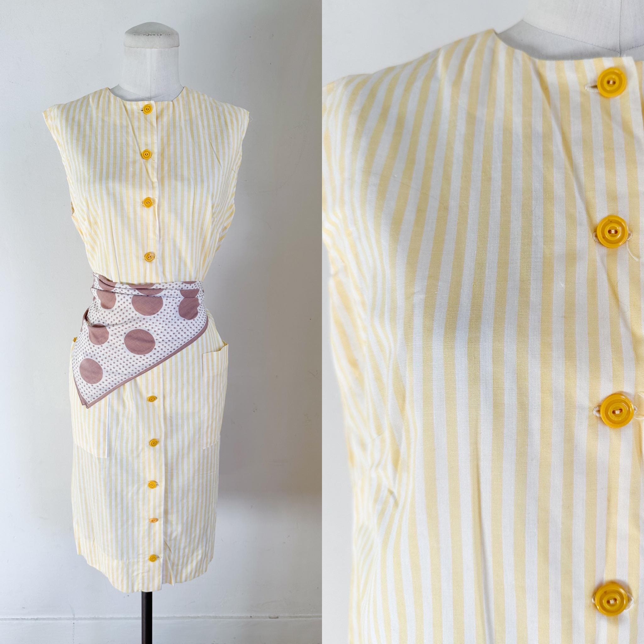 トップス vintage Euro cotton stripe shirt 60s 70s Vintage 70s Euro Pajama Shirt Blue Stripe Cotton Unisex