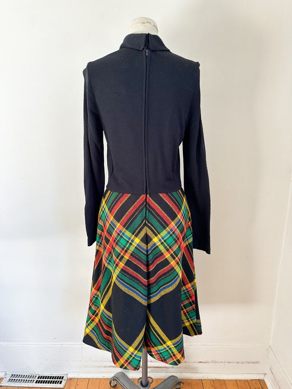 Vintage 1960s Rainbow Plaid Knit Dress / S-M - image 7
