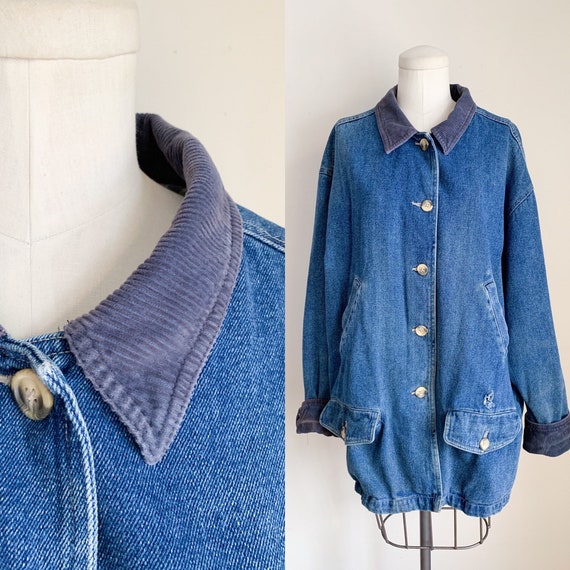 Vintage 1990s Denim & Corduroy Chore Jacket / men'