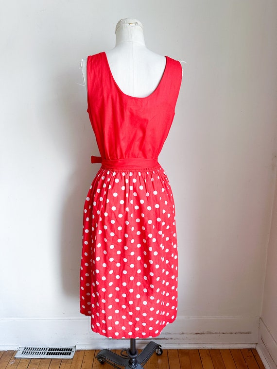 Vintage 1960s Red & White Polka Dotted Sundress /… - image 7