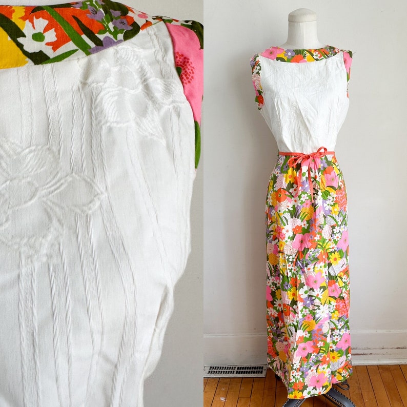 Vintage 1960s Floral Maxi Dress / M image 1