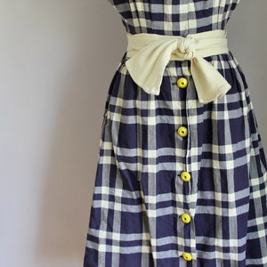 Vintage 1950s Pat Premo Checker Cotton Dress / XXS 22 waist image 4