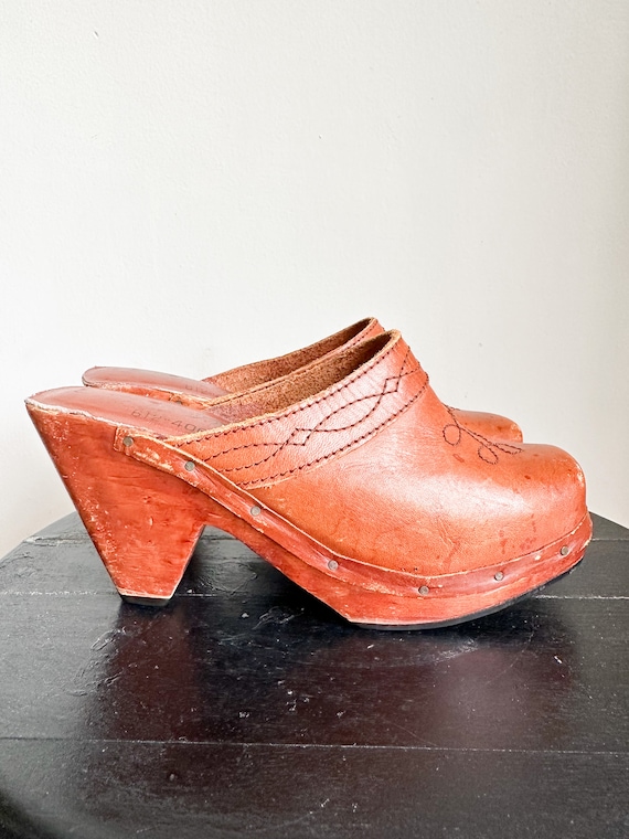 1970s leather clogs - Gem