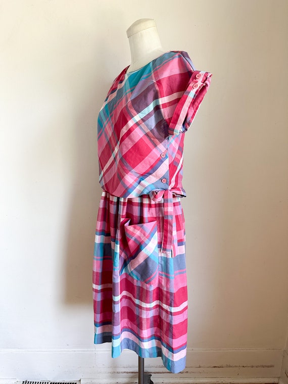 Vintage 1980s Madras Plaid Dress / S-M - image 6