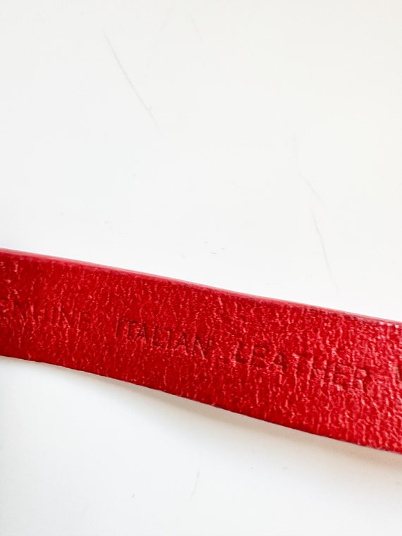 Vintage 2000s Y2K Red Leather Belt / 31"-35" belt - image 9