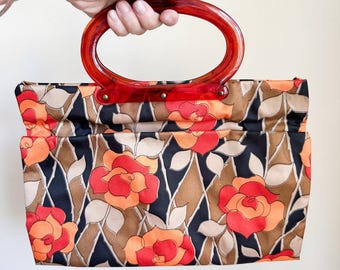 Vintage 1960s Convertible Floral Tote Bag