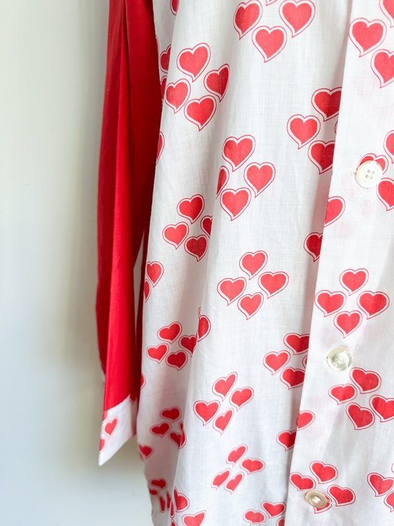 Vintage 1970s Heart Print Nightgown / Night Shirt… - image 4