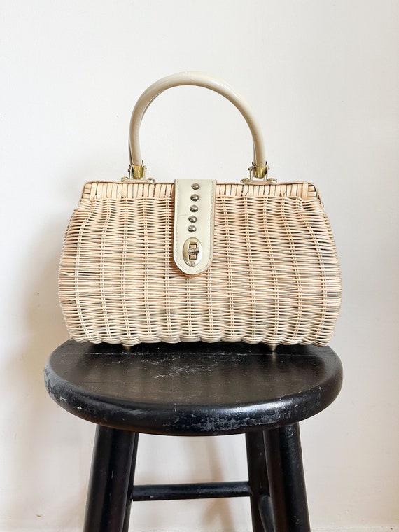 Vintage 1960s Wicker Basket Purse - image 1