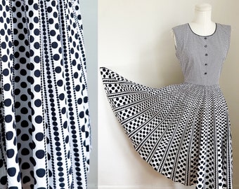 Vintage 1950s Dotted Circle Skirt Sundress / S
