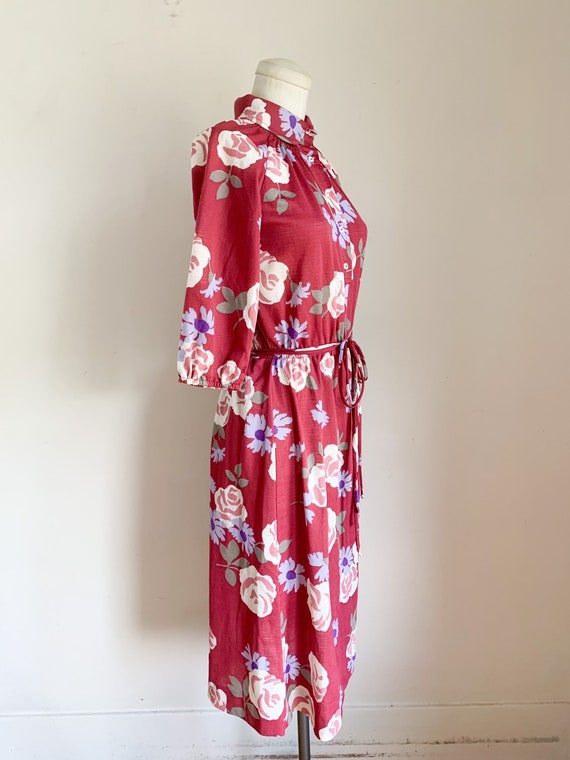 Vintage 1970s Mauve Pink Floral Dress / M - image 5