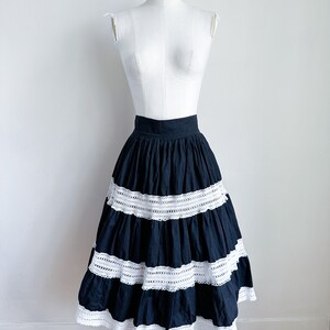 Vintage 1950s Black & White Crochet Skirt / 24 waist image 2