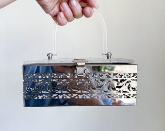 Vintage 1950s Metal Lucite Box Purse